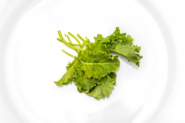 Buds of kale (cabbage). Salad with a rustic and healthy aspect. Isolated