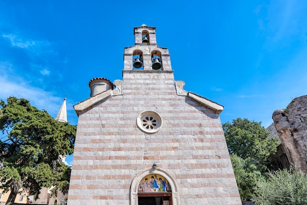 BUDVA, MONTENEGRO.The Church of Holy Trinity in Old Town of Budva