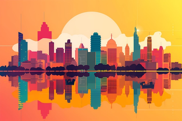 Buenos Aires flat vector skyline illustration