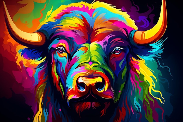 A buffalo airbrush painting