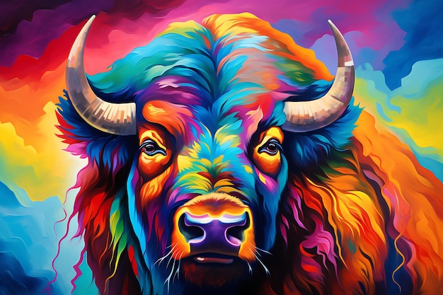 A buffalo airbrush painting