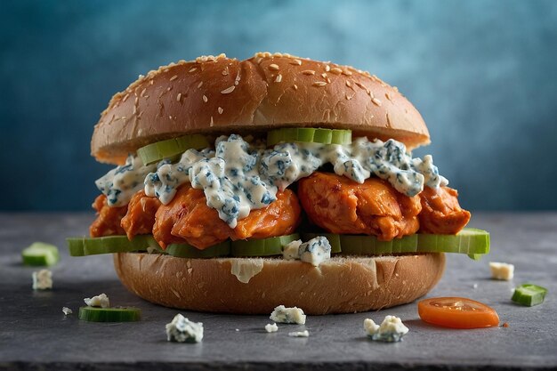 A buffalo chicken and blue cheese sandwich