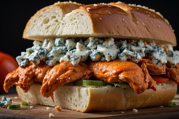 A buffalo chicken and blue cheese sandwich