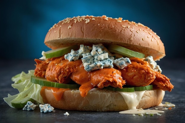 A buffalo chicken and blue cheese sandwich