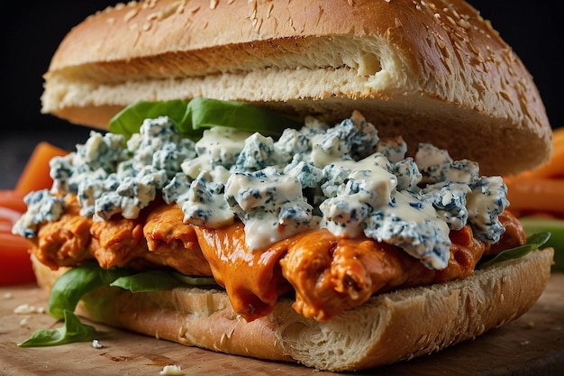 A buffalo chicken and blue cheese sandwich