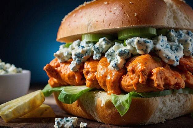 A buffalo chicken and blue cheese sandwich