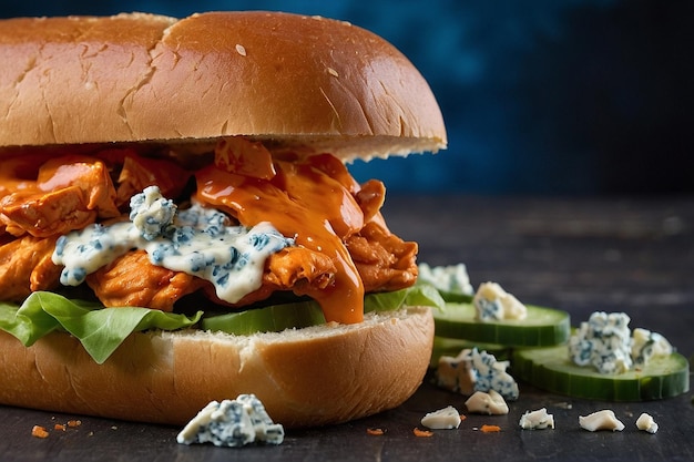 A buffalo chicken and blue cheese sandwich