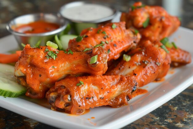 Photo buffalo chicken wings with spicy cayenne pepper sauce