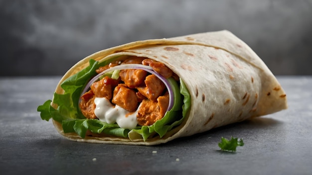 Photo buffalo chicken wrap with ranch and crisp lettuce