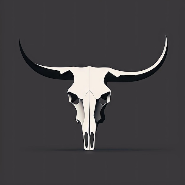 Buffalo Skull Flat Icon Dead Animal Tribal Totem Symbol Cow Head Bones Color Illustration Bull Skull AI Generative Image