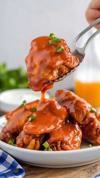 Photo buffalo spicy chicken wings with cayenne pepper sauce isolated on white background