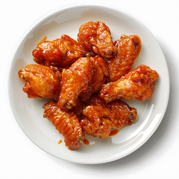 Photo buffalo wings on a plate png style on white background