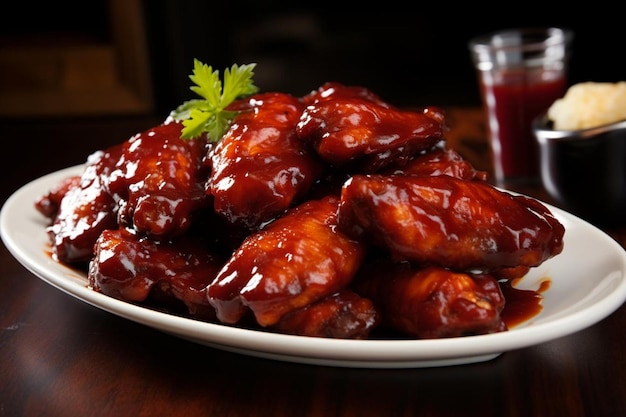 Photo buffalo wings in a tangy cranberry glaze