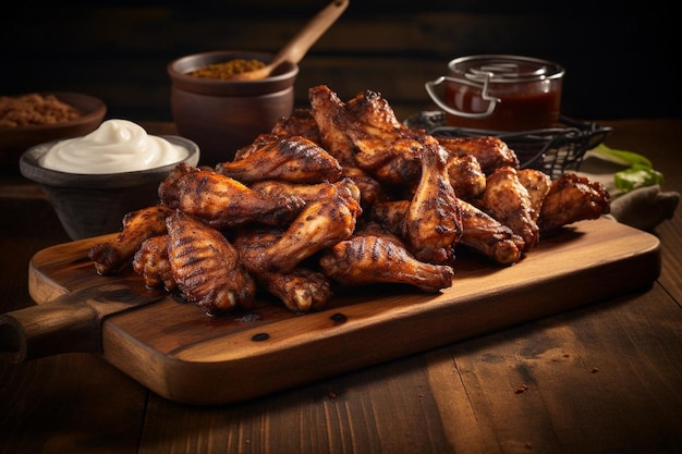 Photo buffalo wings with a sweet glaze of maple syrup an