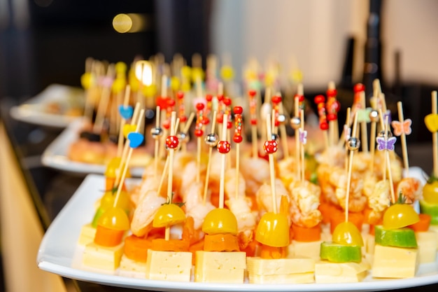 Buffet table with snacks for guests