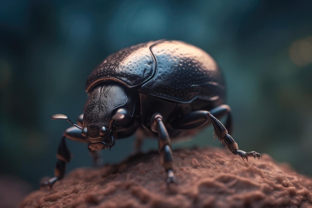 A bug on a rock with a blue background