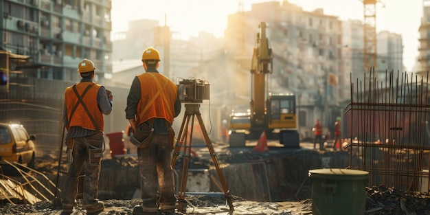 Builders at a construction site Generative AI