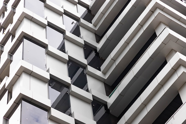 Building architecture details, facade design. Modern building Black and gray.