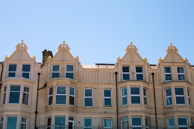 Building architecture in England against the sky