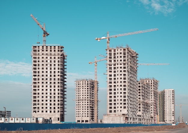 Building crane and buildings under construction