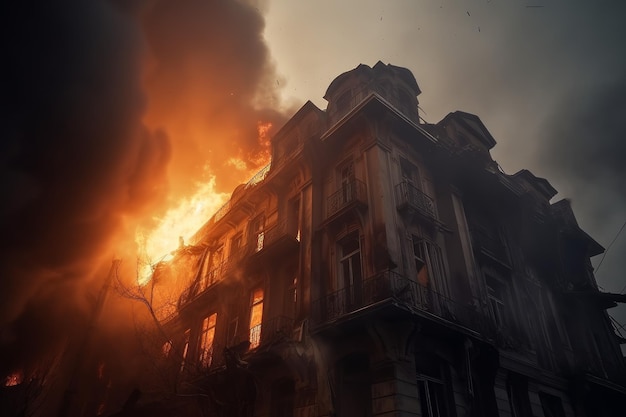 Building fire closeup Generate Ai