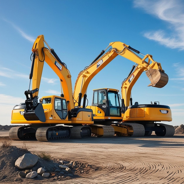 Building Foundations Excavators at Work