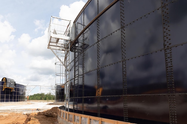 The building of a modern cistern for storing manure and treatment plants here on a modern farm