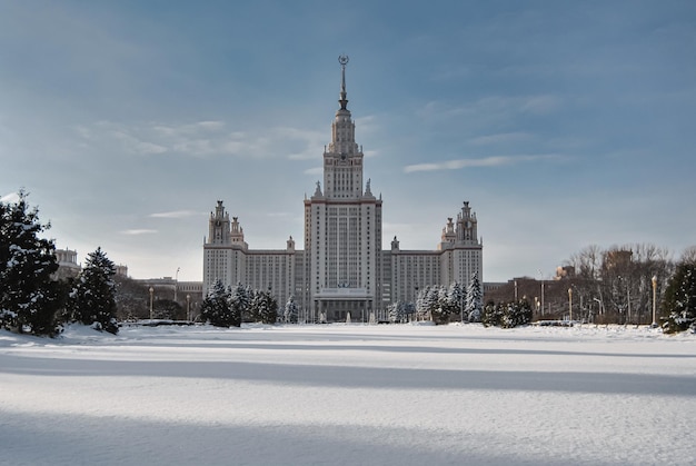 Building of Moscow University in winter