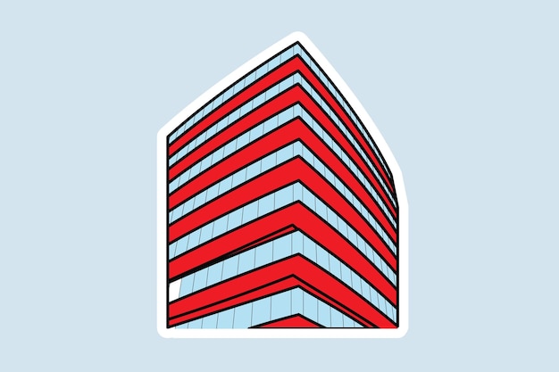 Building Skyscraper in Cityscape Sticker design vector illustration Building and landmark object