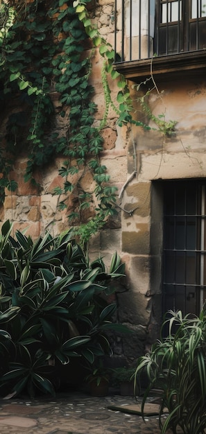 A Building With an Abundance of Plants in Front