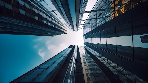 A building with a blue sky background