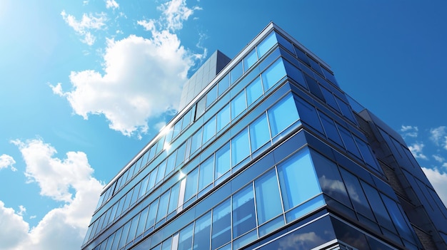 a building with a blue sky and clouds in the background