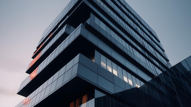 A building with a blue sky behind it