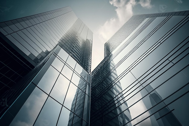 A building with a blue sky and the word bank on it