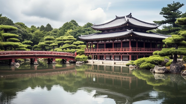 A Building With a Bridge Over a Body of Water