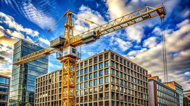 Photo a building with a crane in front of it