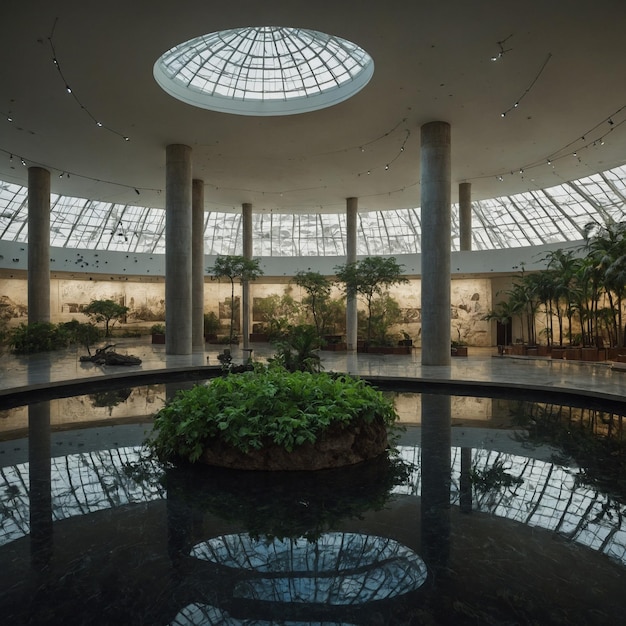 a building with a dome that has a plant in it