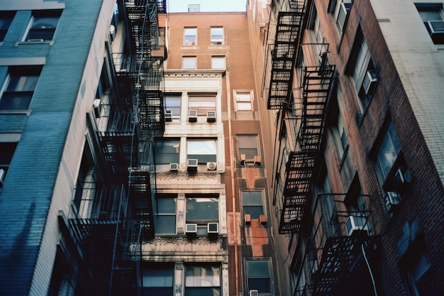 A building with a fire escape on the side