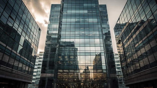 A building with a glass facade and the word bank on it