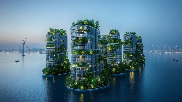 Photo a building with a green roof sits in the water