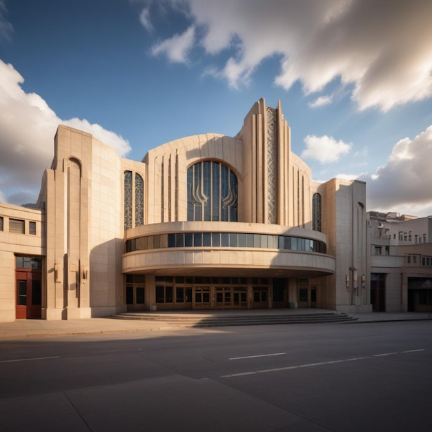 a building with a large building with a sky background