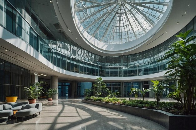 Photo a building with a large glass dome on the top