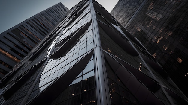 A building with a large glass facade and a sky background