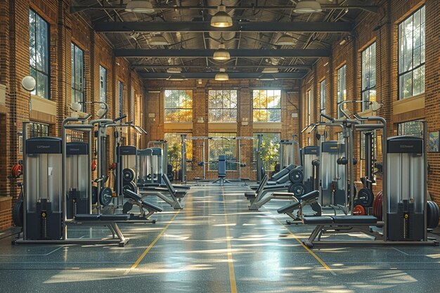 Photo a building with a large gym with a sign that says quot gym quot