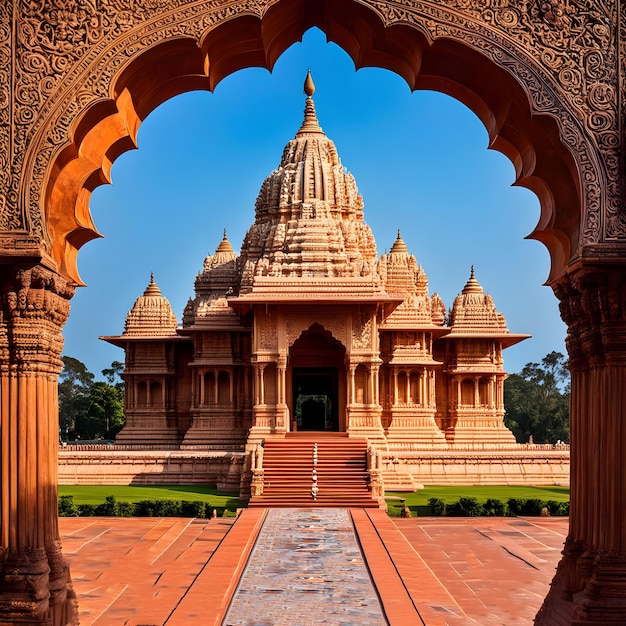 a building with a large stone arch that says quot the name of the temple quot