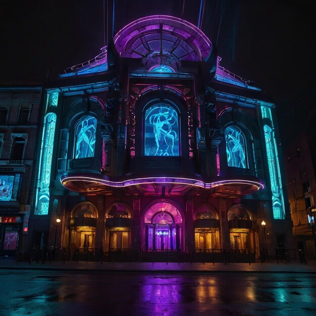 Photo a building with a lit up sign that says quot the name of the church quot