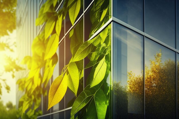 A building with a lot of green leaves on it generative AI