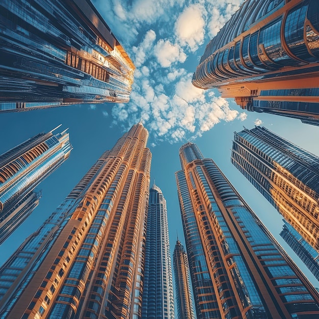 a building with many windows and a sky background