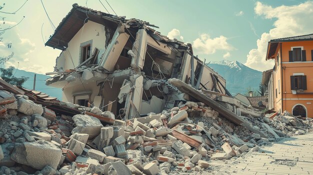 Photo a building with a mountain in the background