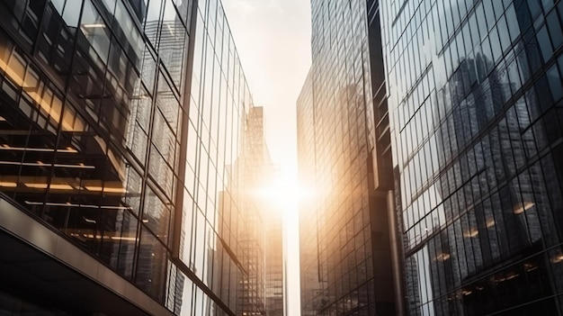 A building with a sunburst in the background